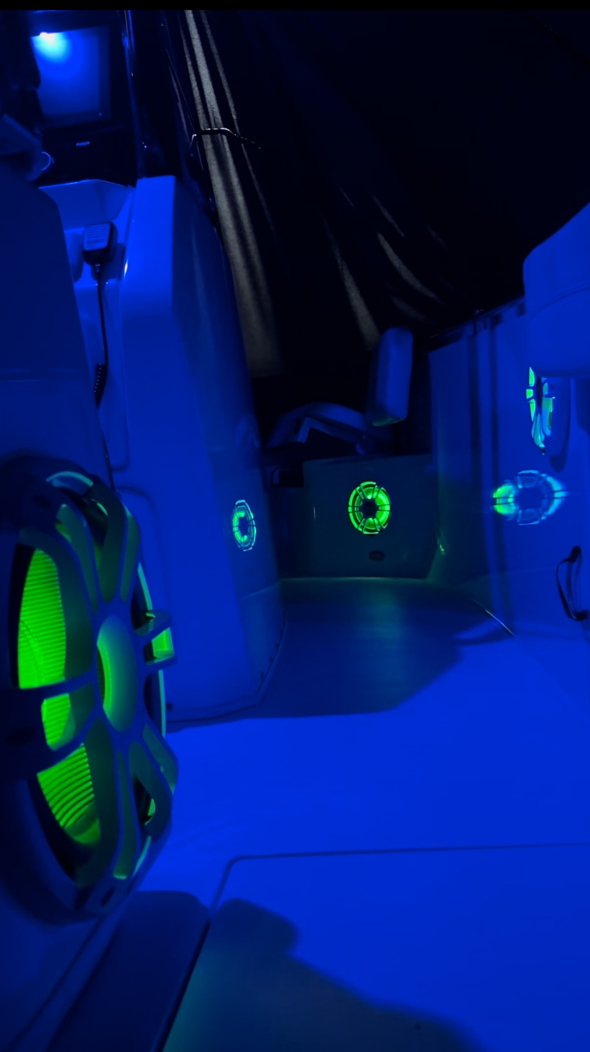 Marine audio system with illuminated JL Audio speakers