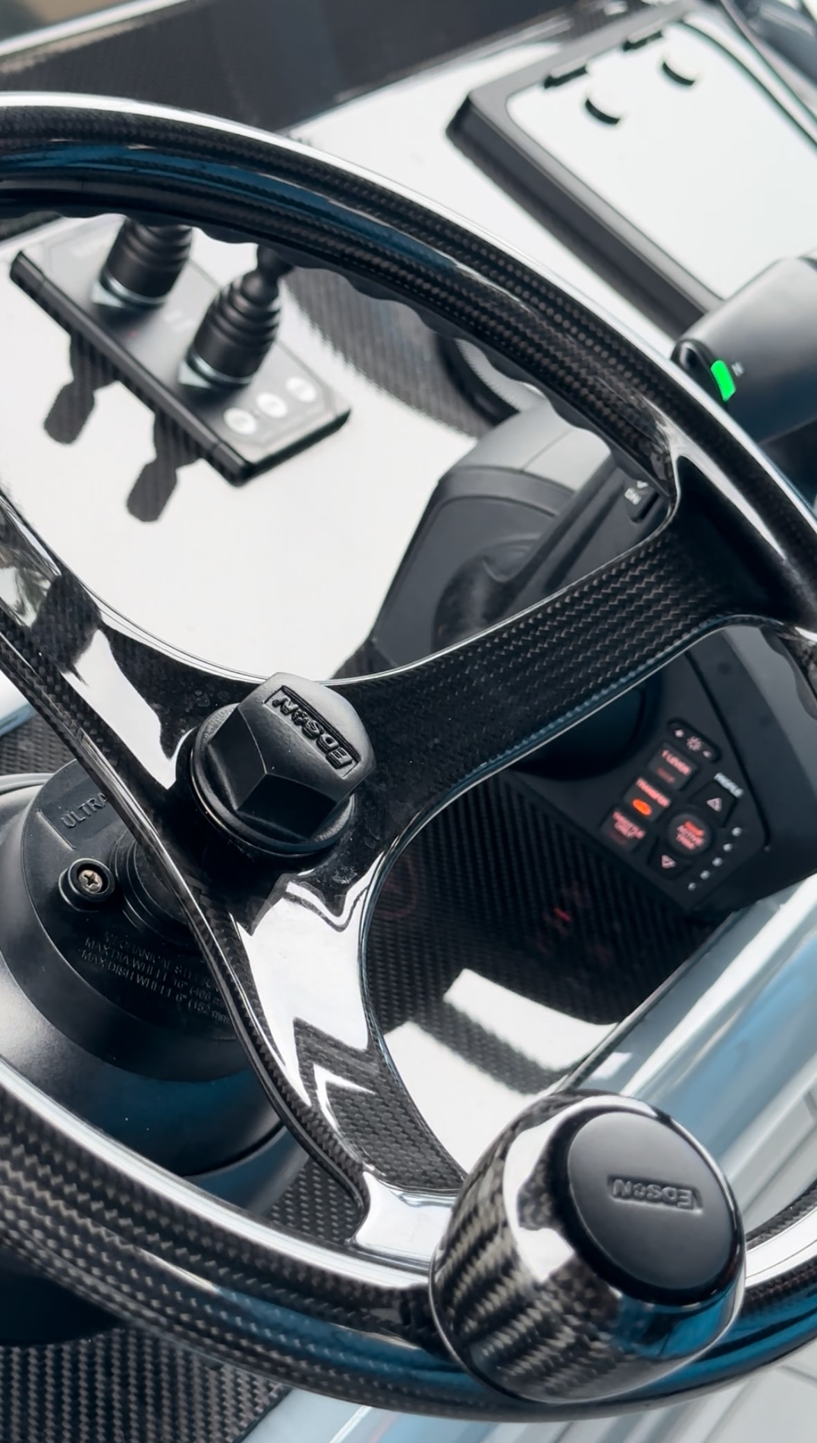 Edson carbon fiber steering wheel with autopilot controls